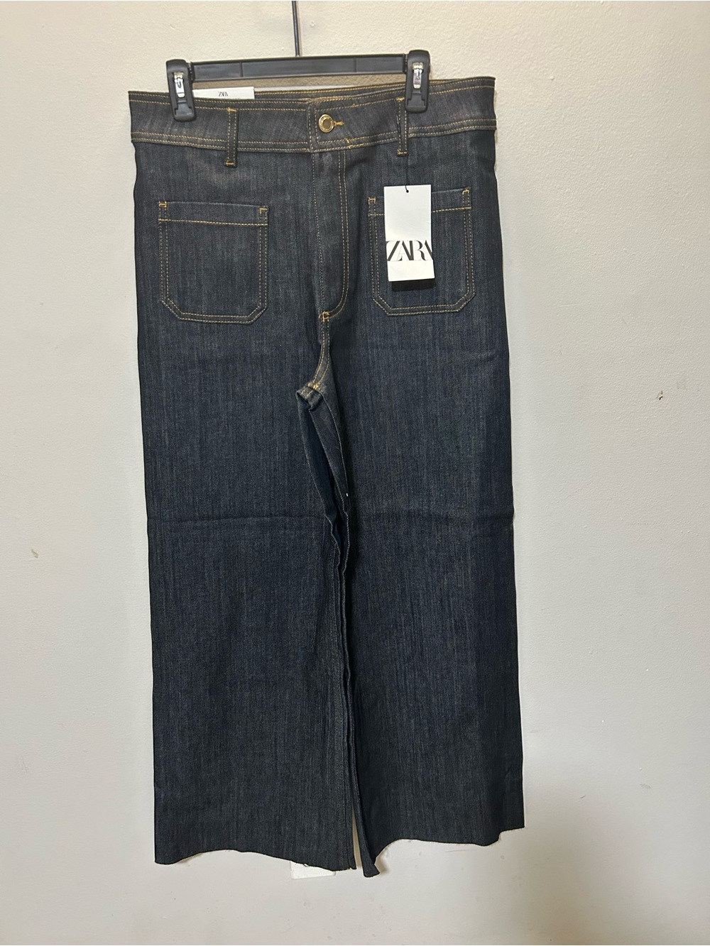 Zara Z1975 Wide Leg Culotte Jeans Dark Blue Denim Size 10 / 42 0536